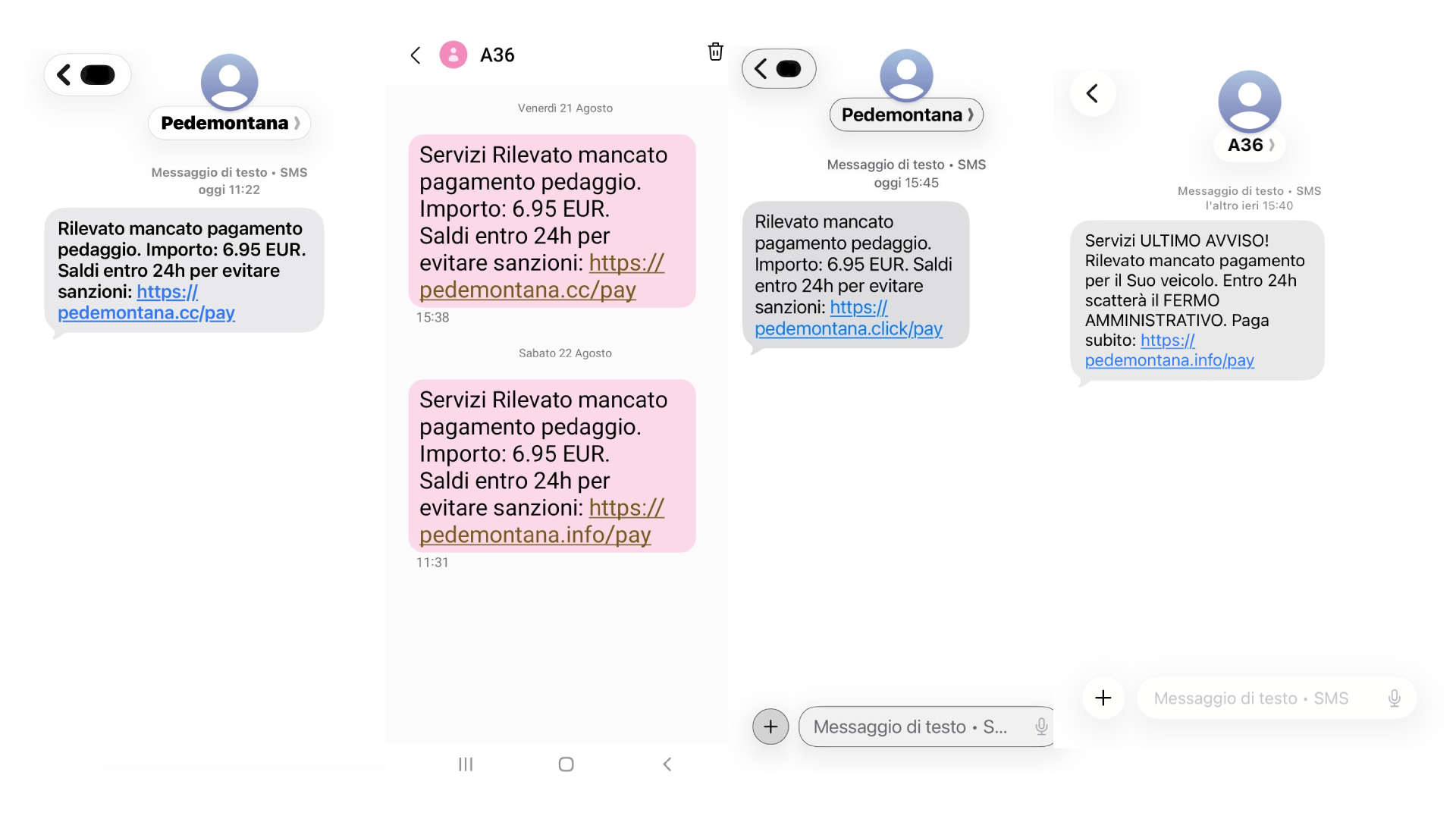 Esempi di SMS fraudolenti
